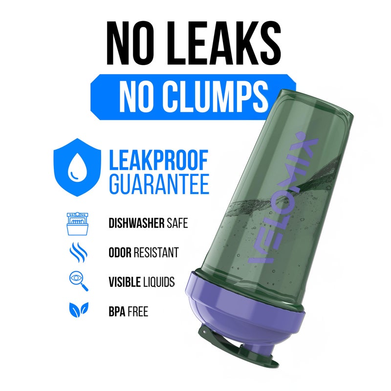 VELOMIX -2 Pack- 28 oz Protein Shaker Bottles for Protein Mixes - 2x Wire Whisk | Leak Proof Shaker Cups for Protein Shakes | Protein Shaker Bottle Pack (Green/Purple) - Image 2